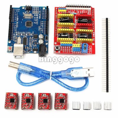 NEW 4pcs A4988 + R3 CH340 + 4x heatsink + CNC V3.0 shield