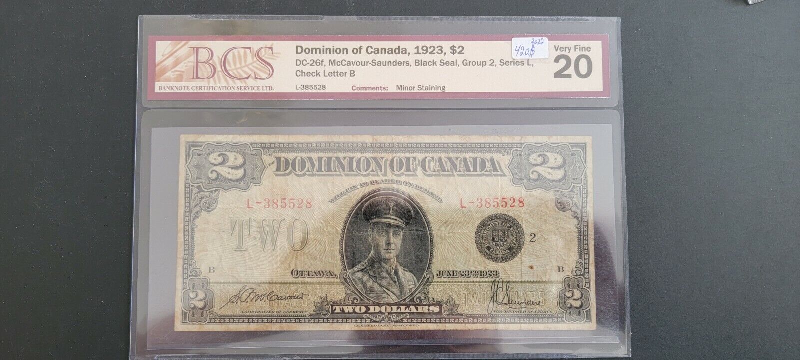 $2 1923 Dominion Of Canada Dc-26f