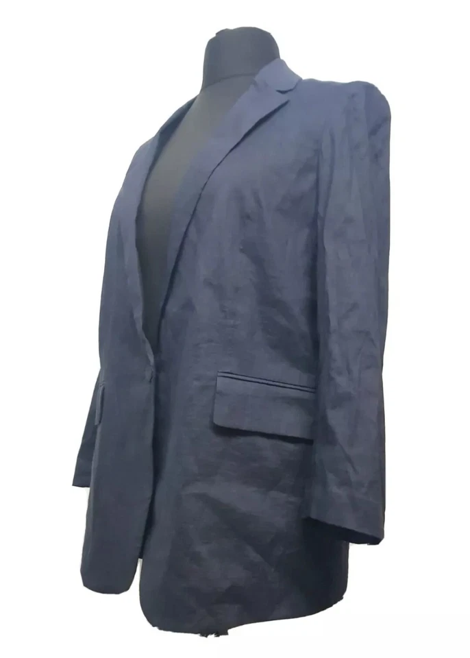 Theory Casual Blazer Ul Eco In Stretch Linen NAVY SIZE USA 6/UK 10 REF CL5 - Image 2 of 4