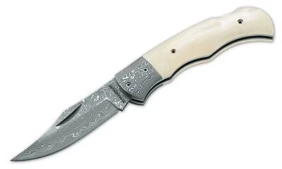MAGNUM Damascus Bone Damast Taschenmesser 42a Back Lock Knochen Weiß 01MB180DAM - Bild 1 von 4