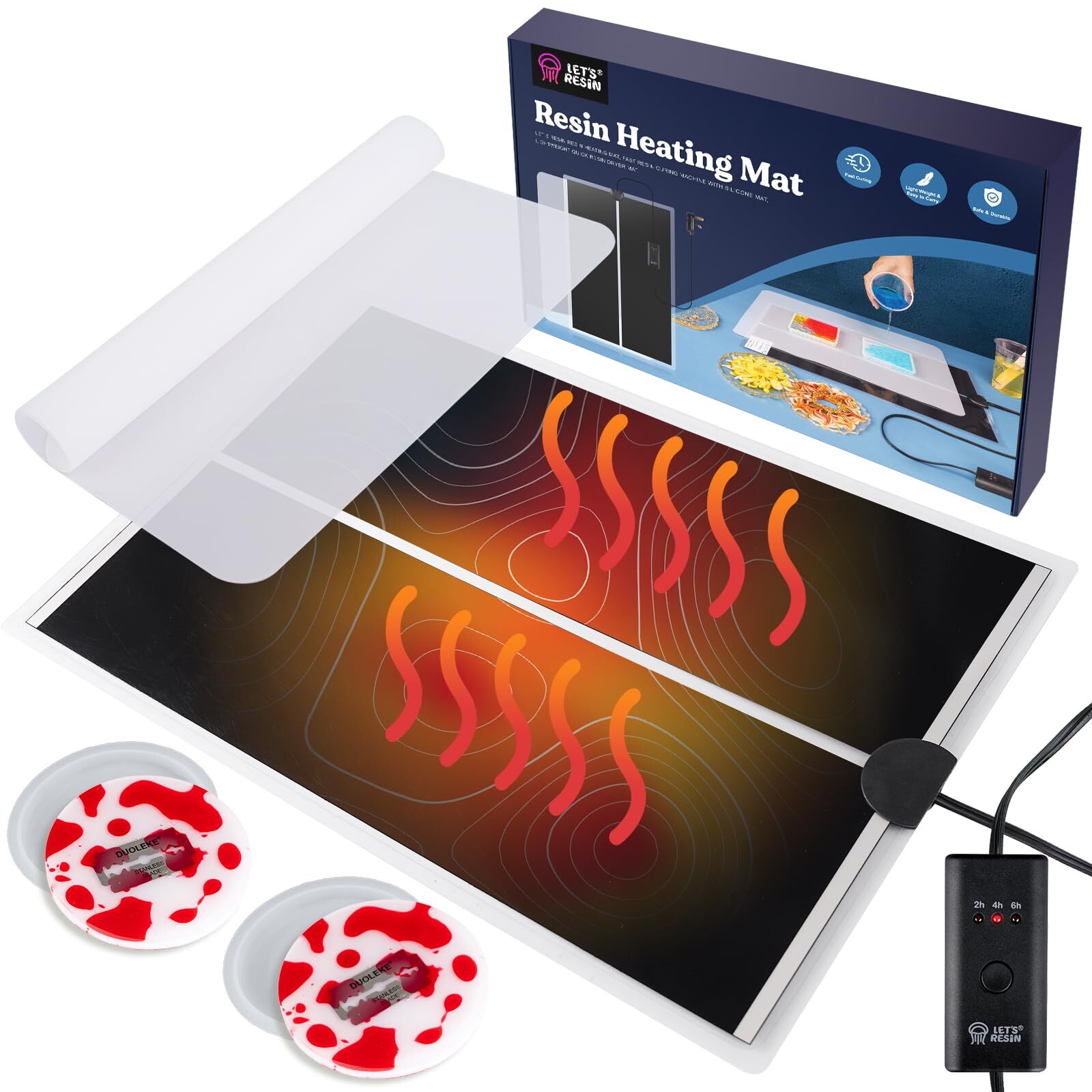 Fast Curing Resin Heating Mat with Timer, Silicone Base & Lightweight Design