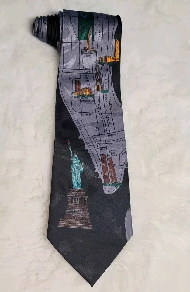 Corbata Fratello Para Hombre Mapa de Manhatten Hecha en Corea Hecha a Mano Foto 2 de 4