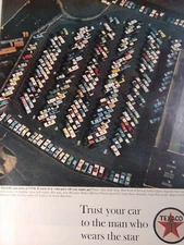 Texaco Print Ad Original Vtg 1963 Parking Lot Traffic Jam Beautyrest Mattress  