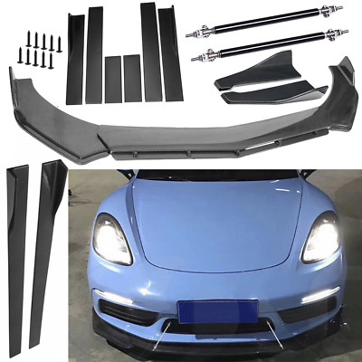 Carbon Fiber Front Bumper Lips Side Skirt/ Strut Rods For Porsche 718 Cayman