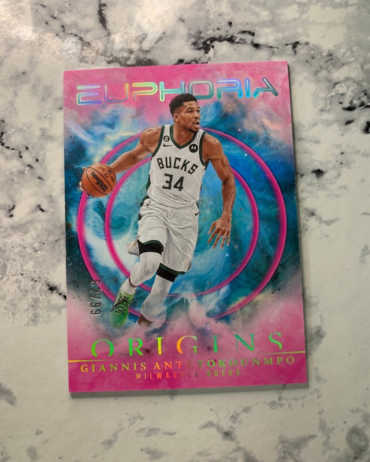 2023-24 Panini Origins Giannis Antetokounmpo Pink Euphoria 69/99 - Bucks SP