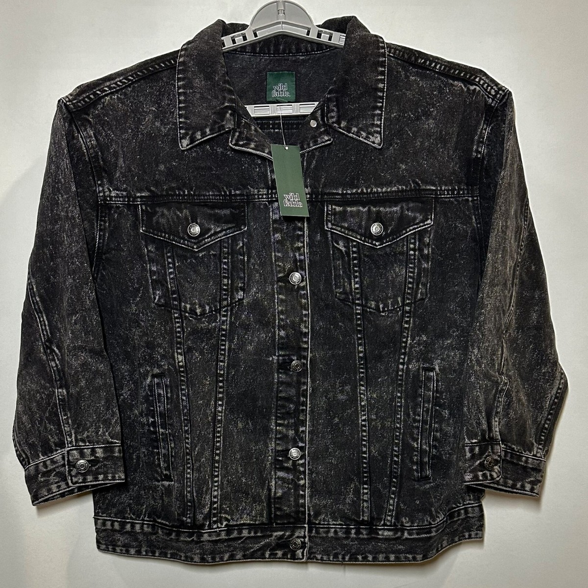 Women's Oversized Denim Trucker Jacket - Wild Fable Black Wash XL
