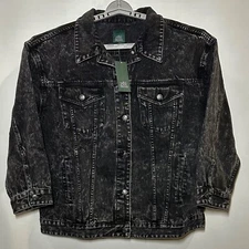 Women's Oversized Denim Trucker Jacket - Wild Fable Black Wash M