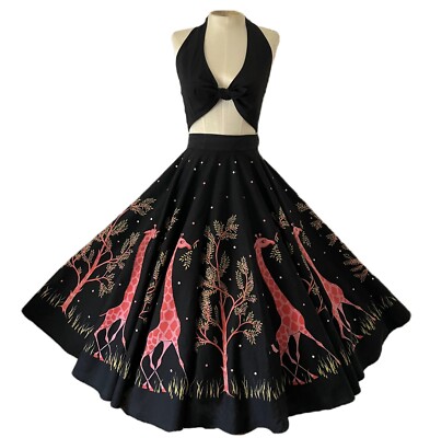 バックトゥザフューチャー サーキュラー スカート ヴィンテージ 50's 50s Vtg Giraffe Skirt *As Seen In BACK TO THE FUTURE 2* Novelty