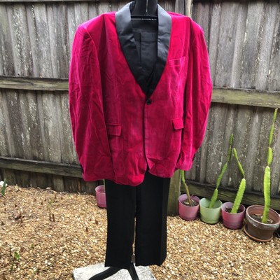 Men 2X Velvet Suit Pink Shawl Lapel Prom Party Groom Tuxedo Wedding Suit NWT