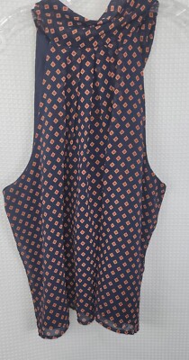 Banana Republic Preppy Navy Bow Neck Sleeveless Halter Top Size XL