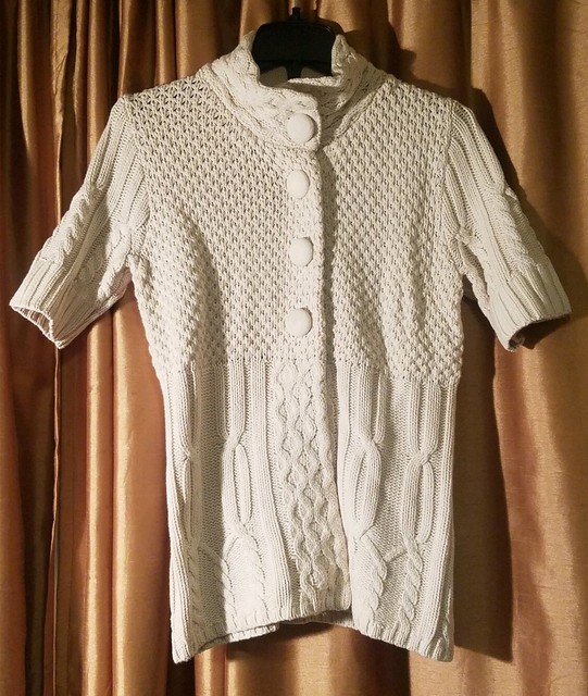 short sleeve white sweater