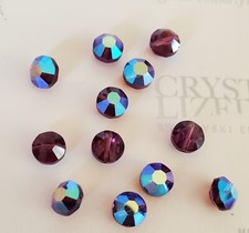 Vintage Swarovski 5100 7mm Pill Tablet Lentil beads, Amethyst AB 12pcs 