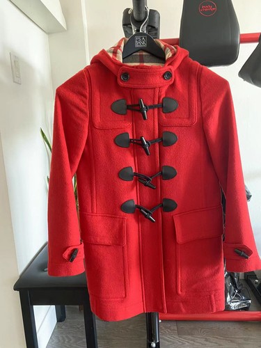 Burberry Brit Wool Duffle Coat Red US 