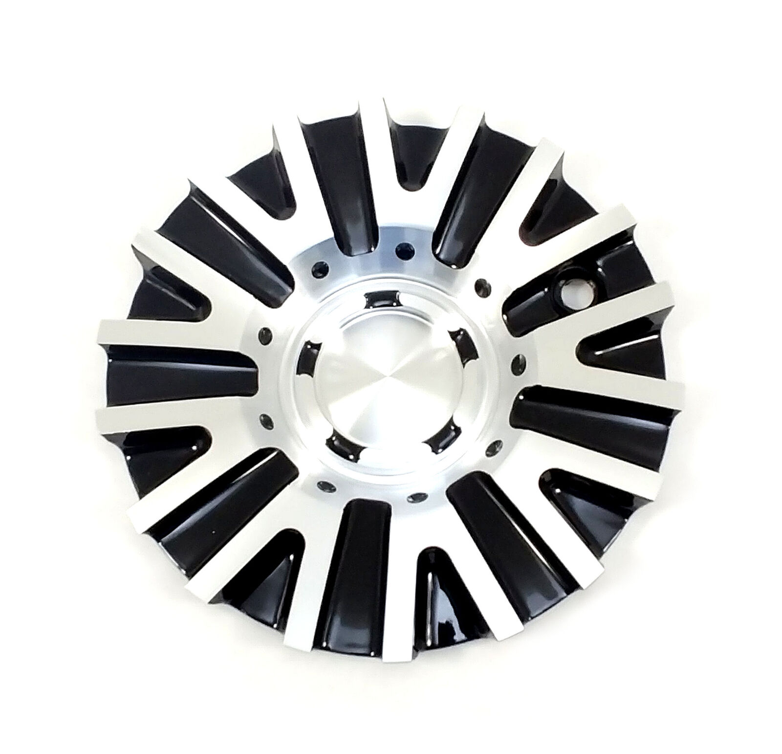 MPW Wheel Rim Center Hub Cap Aluminum Gloss Black/Machined 6-1/4"OD for MP108