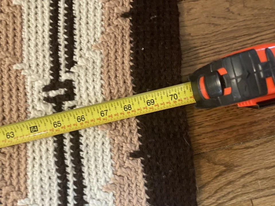 Manta Afgana Abuela De Colección 70x56" Estilo Suroeste Marrón Tostado Blanco Motivo Desierto Foto 4 de 4