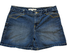 TOMMY HILFIGER Ladies Blue Jean Denim Shorts 8 Mid Rise Contrast Stitching