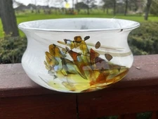 VINTAGE HOLMEGAARD PER LUTKEN DANISH MODERN ART GLASS LARGE BOWL SIGNED 10”