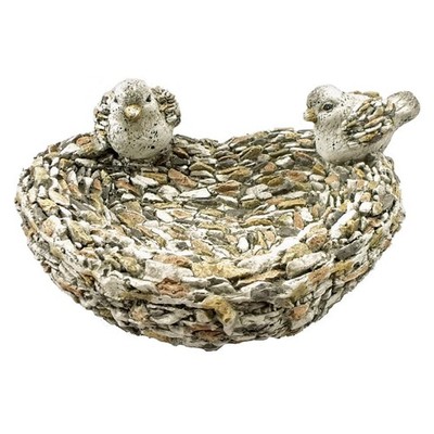 Lipco Pebble-Stone Bird Bath, Poly Stone