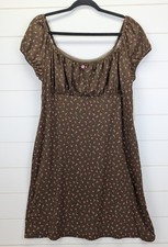 No Boundaries Babydoll Dress XL Brown Floral Milkmaid Y2k Cottagecore Western