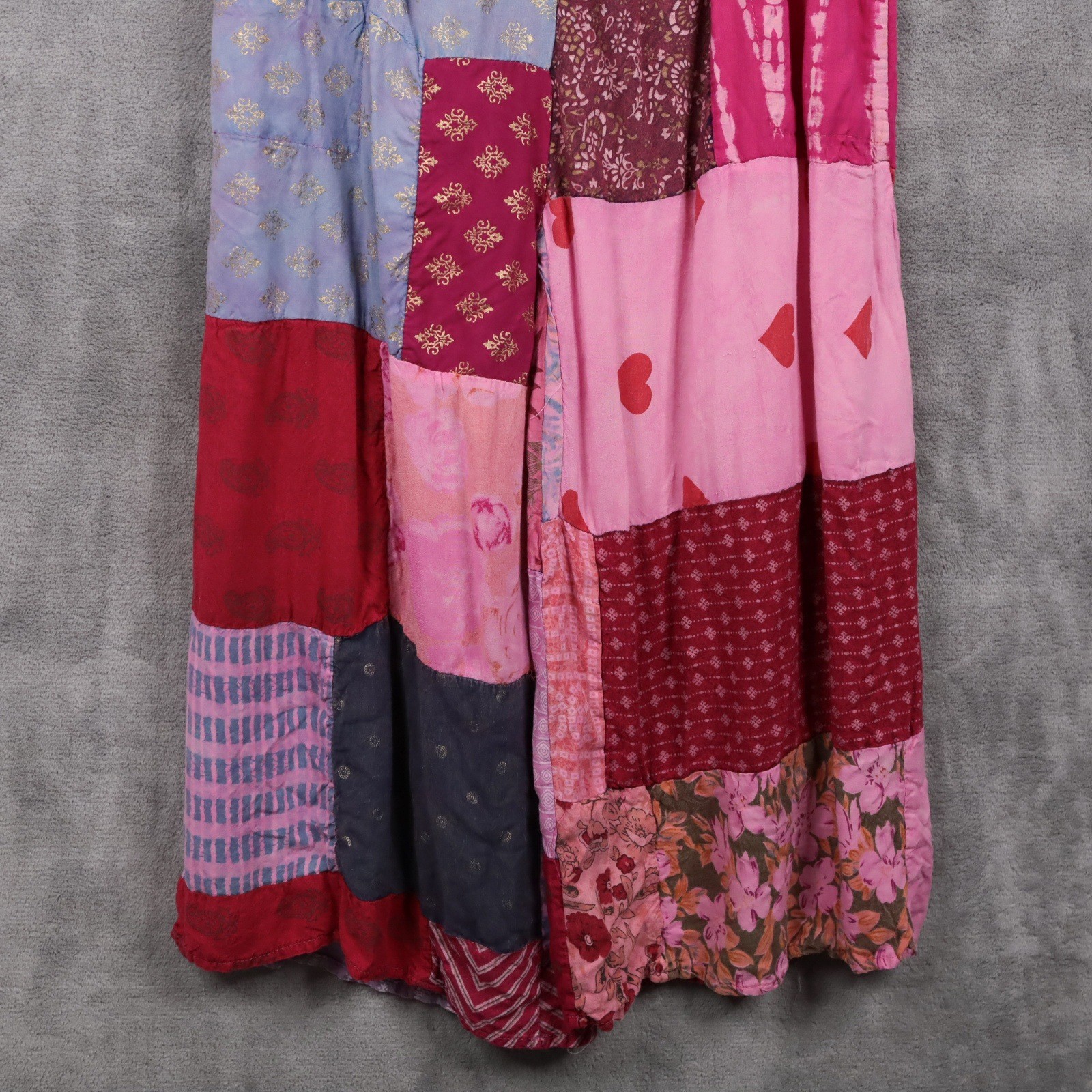 Patchwork Wide Leg Pants Drawstring Love Valentin… - image 4