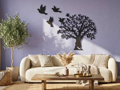 Lebensbaum Baum des Lebens Holz Deko Wanddeko Wallart Dekoration Lebensblume