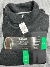 Hi-Tec 1/4 Zip Fleece Pullover Mens XL Black Heat Retention Stretch Pocket New