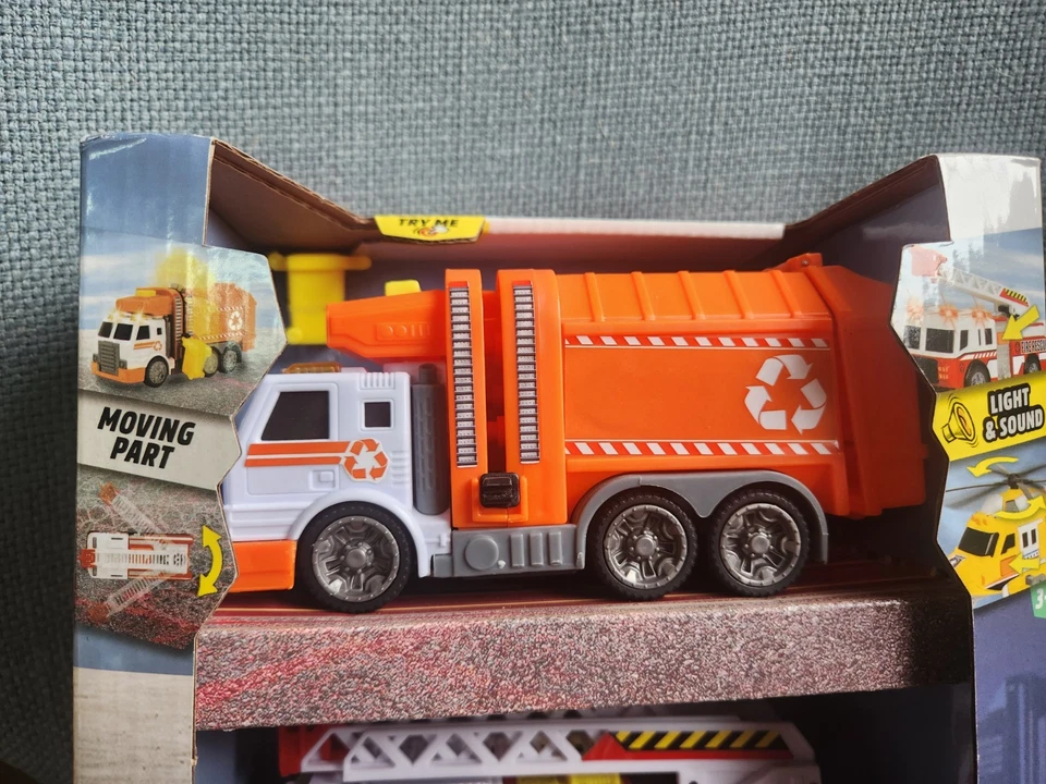 Juguetes Dickie - 3 vehículos - Reciclaje, fuego y helicóptero - Luces y sonido *Nuevo* Foto 2 de 4