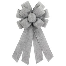 chmacura Grey Burlap Wreath Bow 20 x 11 Inches Easter Bows Birthday Gray