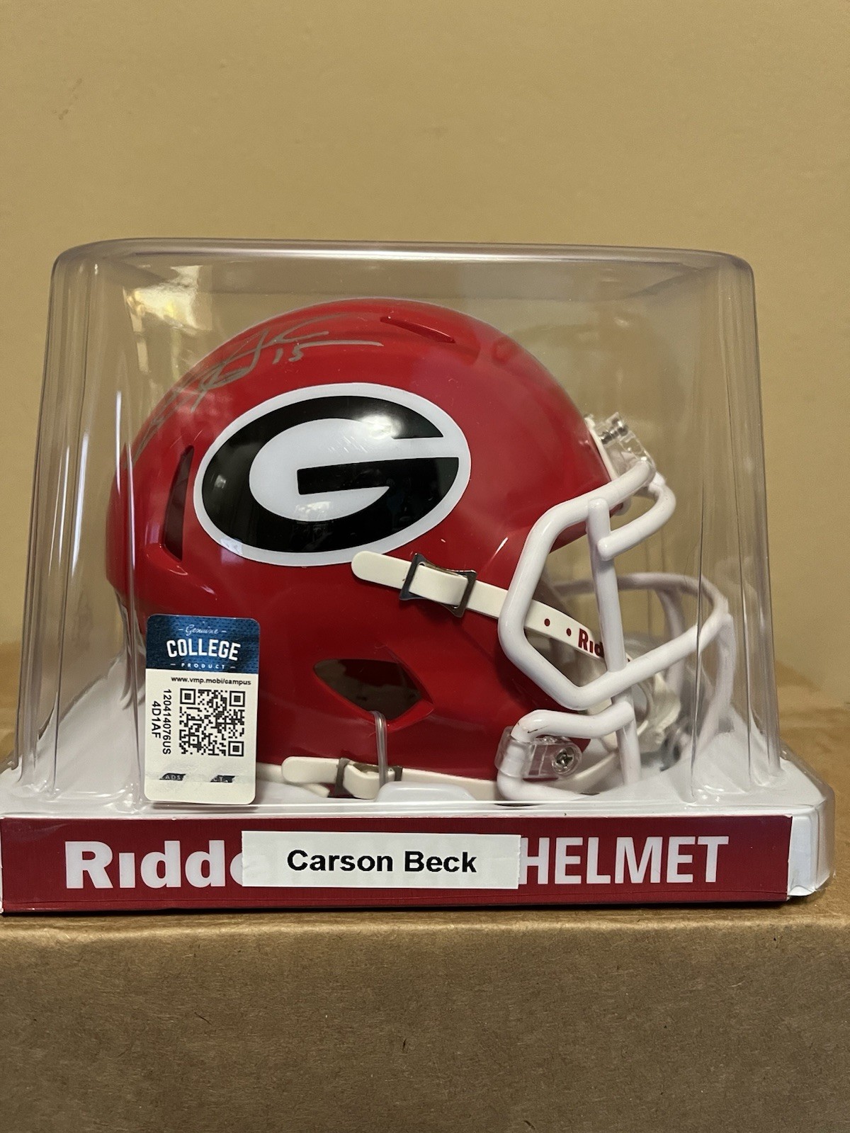 Carson Beck Autographed Signed Georgia Bulldogs Mini Helmet. Beckett Certified. 