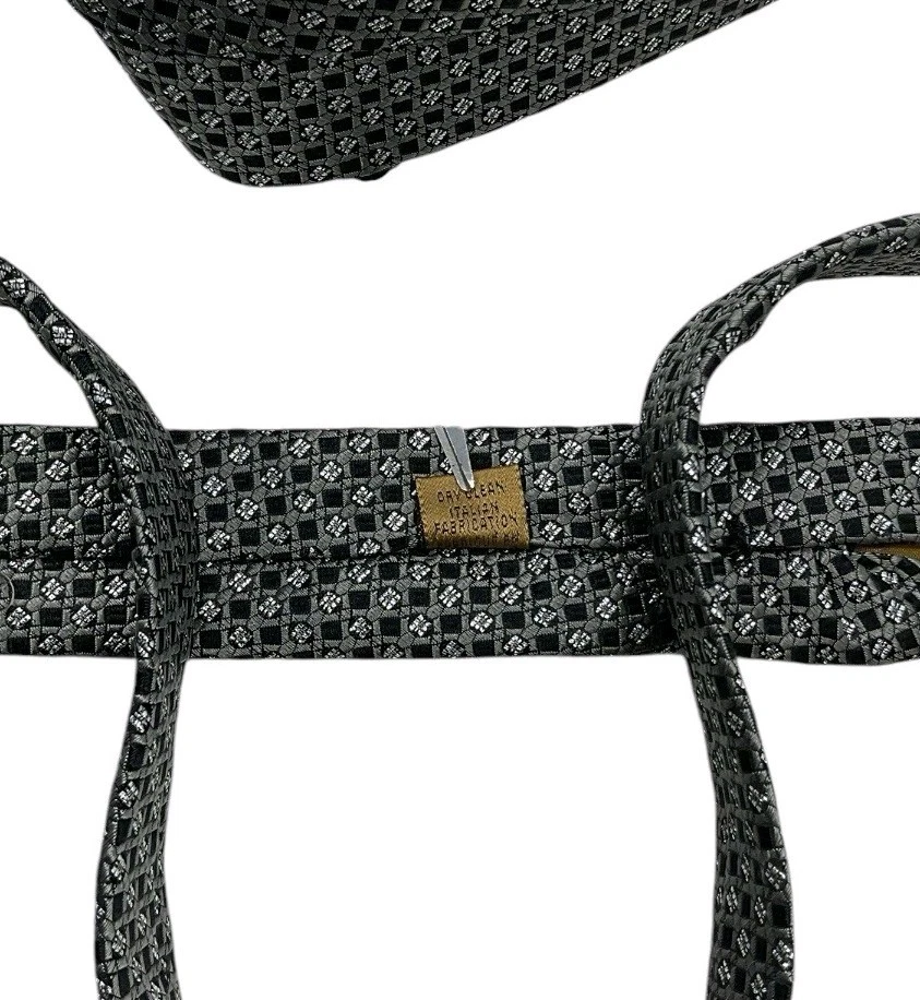 Corbata de seda para hombre TODAY'S MAN LUJO corbata negra gris plata geométrica con:3,7" usada en excelente estado Foto 4 de 4