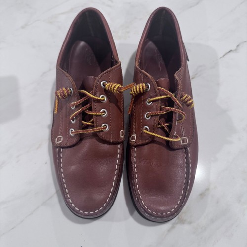 Vintage Bass Boat Shoes Women's Leather Brown Lace Up Casual Loafers 8.5