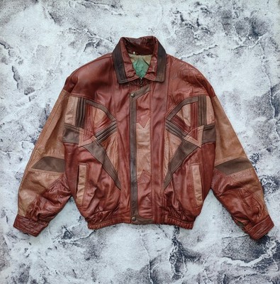 Vintage 80s Leather Italian bomber jacket RARE premium leather aviator