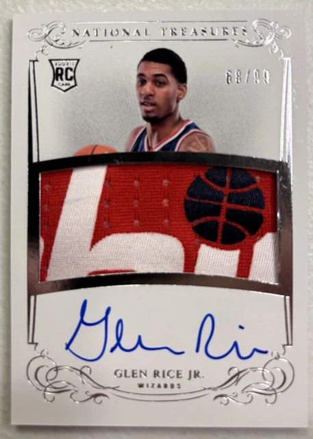 GLEN RICE JR 2013 NATIONAL TREASURES ROOKIE PATCH AUTO /99 RPA RC Wizards #104