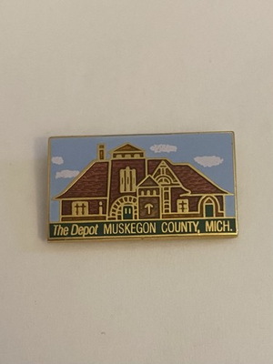 #ad The Depot Muskegon County Michigan Lapel Pin P185 $9.00