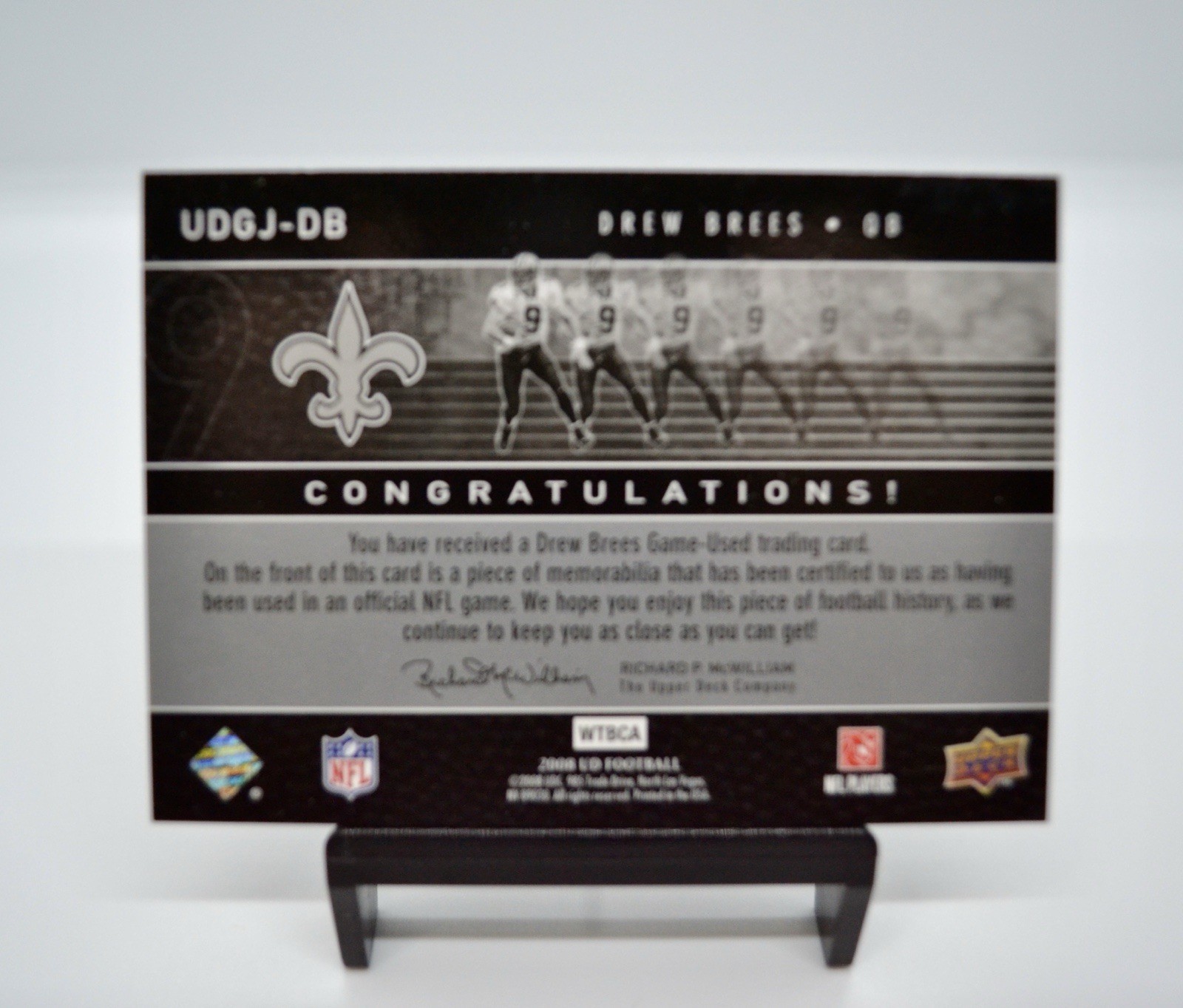 2008 Upper Deck - Ud Game Jersey Patch Drew Brees #UDGJ-DB HOF view 2