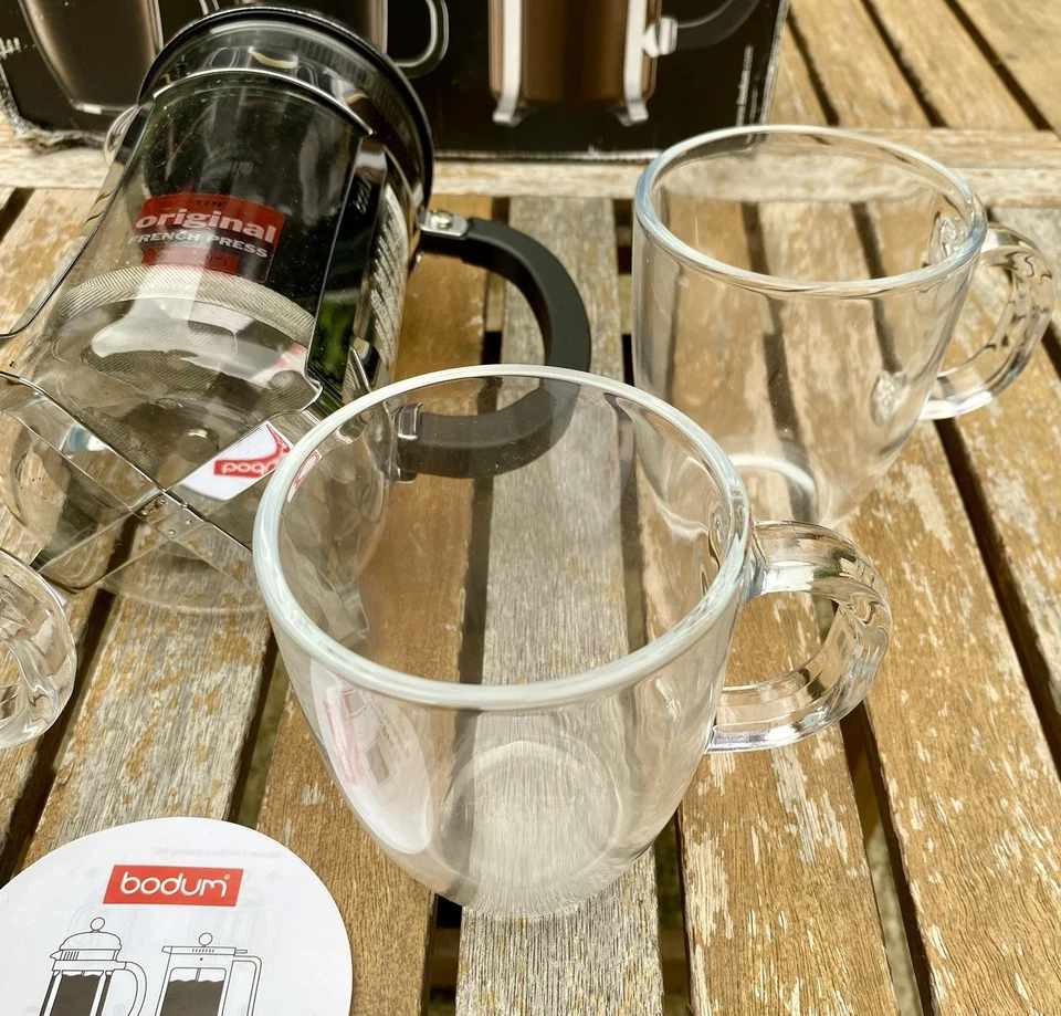 BODUM « Chambord » Cafetière Piston 8 Tasses + 4 Mugs en Verre 35cl État Neuf - Photo 3/4