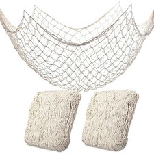 Fish Net Decorations - 2 Pack Nautical Theme for Parties, Beach, Halloween Decor