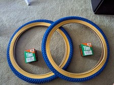 2 NEW DURO 20x 2.125 BLUE/GUMWALL SNAKE BELLY BMX BICYCLE TIRES  TUBES