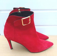 ALBERTO ZAGO SIZE 5.5 RED SUEDE BOOTS. GUW032526B340