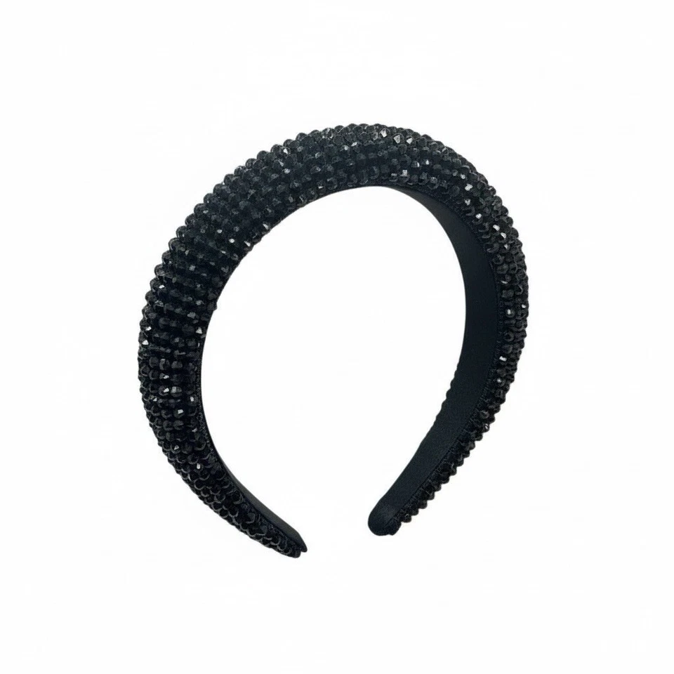 Black Shimmer Jewel Headband, Holiday Party, Wedding, Casual Hair Accessory - Image 2 of 2