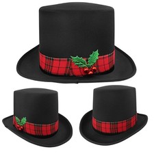 1Pc Christmas Top Hat Snow Man Top Cap Christmas Tree Top Decor Plaid AU