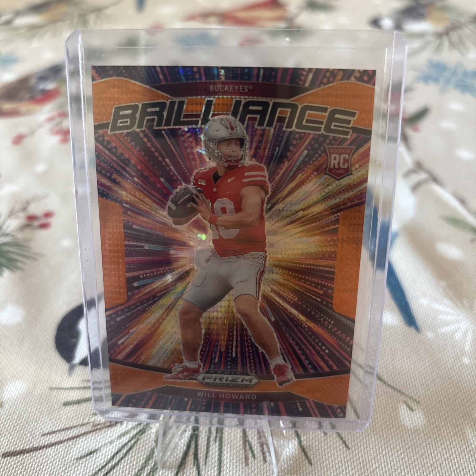 2025 Prizm Draft Picks Brilliance Orange Pulsar Will Howard /75