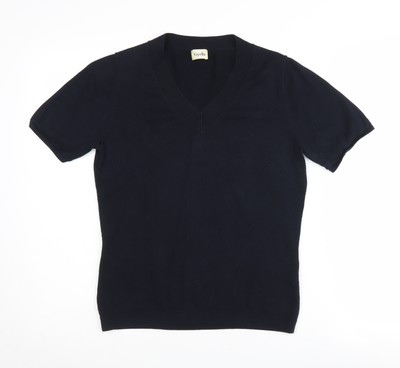 Viyella Damen Pullover Pulli schwarz V-Ausschnitt Baumwolle, S