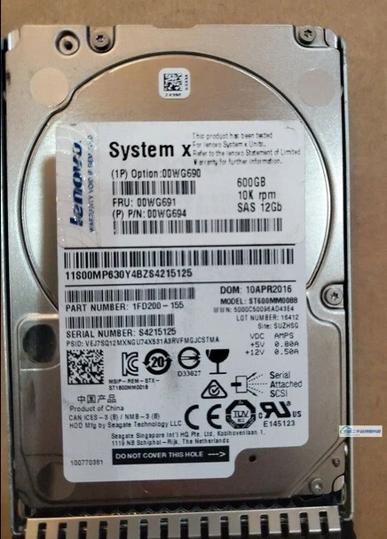 IBM 00WG690 00WG691 600GB SAS 10K 12GBPS 2.5" G3HS X3650M5 Hard Drive - Image 3 of 3
