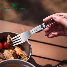 Boundless Voyage Titanium Folding Spoon Spork Fork Outdoor Camping Set