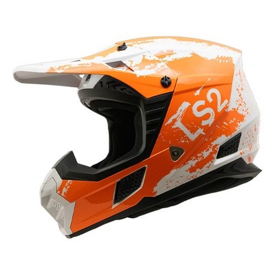 LS2 Coz Hyde Orange and White Off Road MX Helmet Adult Size LG