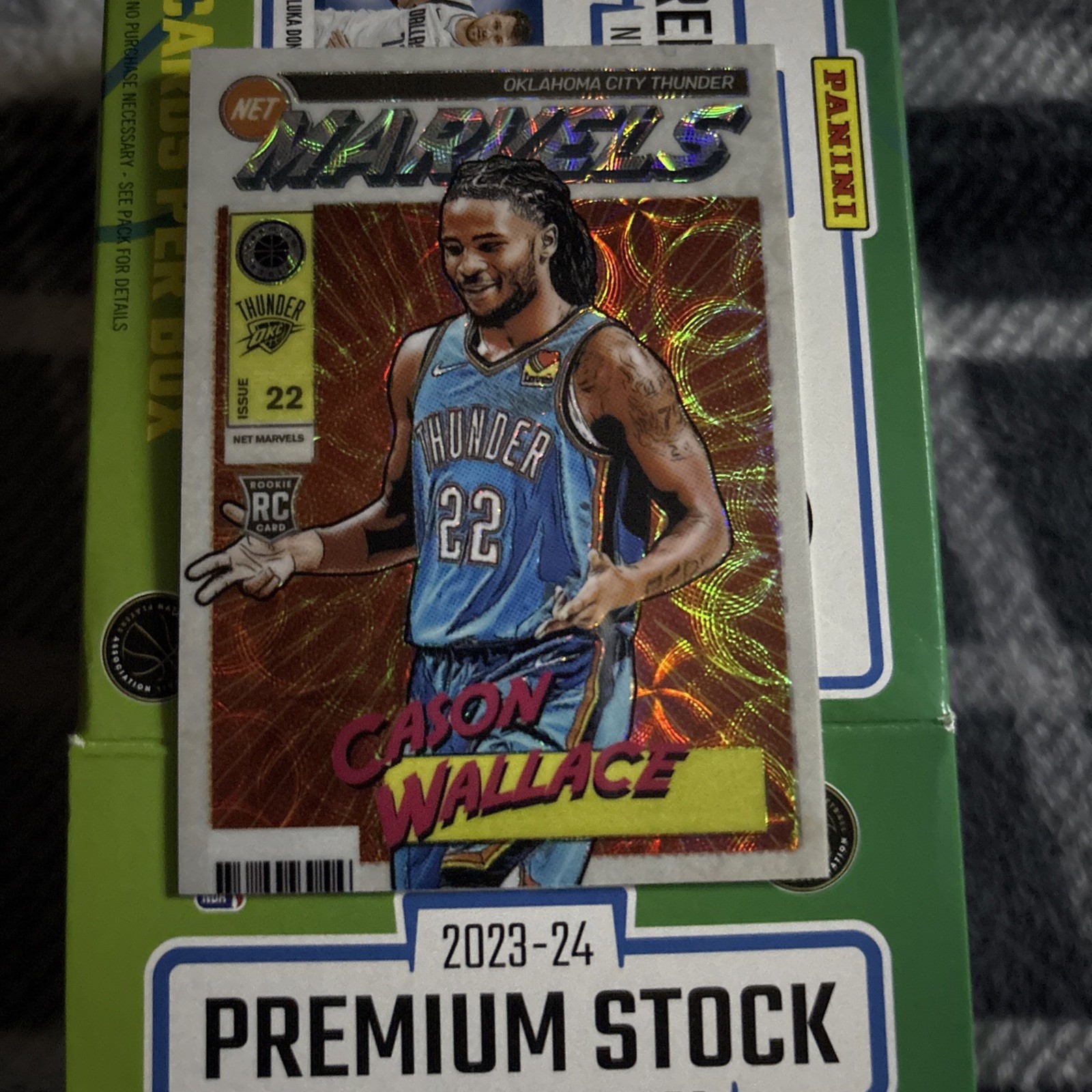 2023-24 Panini NBA Hoops Premium Stock Retro Net Marvels Cason Wallace #22