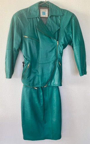 Vintage 1980's Tannery West Leather Skirt & Jacket Soft Leather