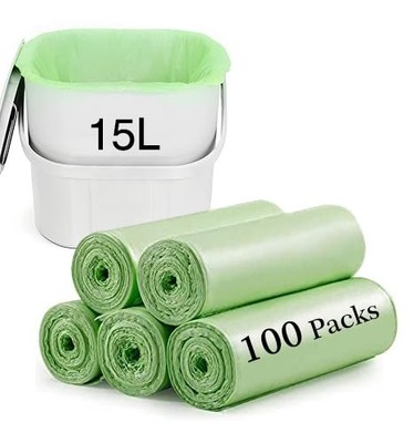 Small Trash Bags 2.6 Gallon - 100 Counts Compostable Garbage Bags, 15 2.6gallon