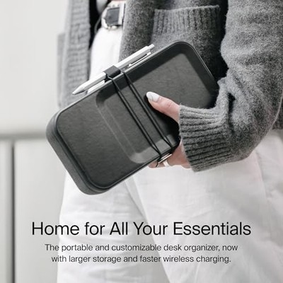 ORBITKEY NEST V2 PORTABLE DESK ORGANIZER WITH WIRELESS CHARGER - BLACK | -